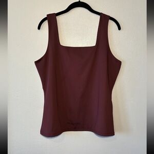 Nine West Women's Tank Top Size XXL Plum Square Neck Strappy Pullover Sleeveless